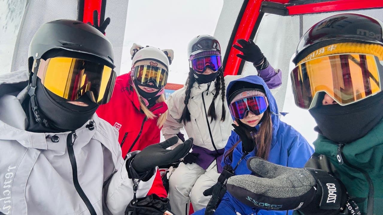 Guests riding a Hokkaido chairlift together