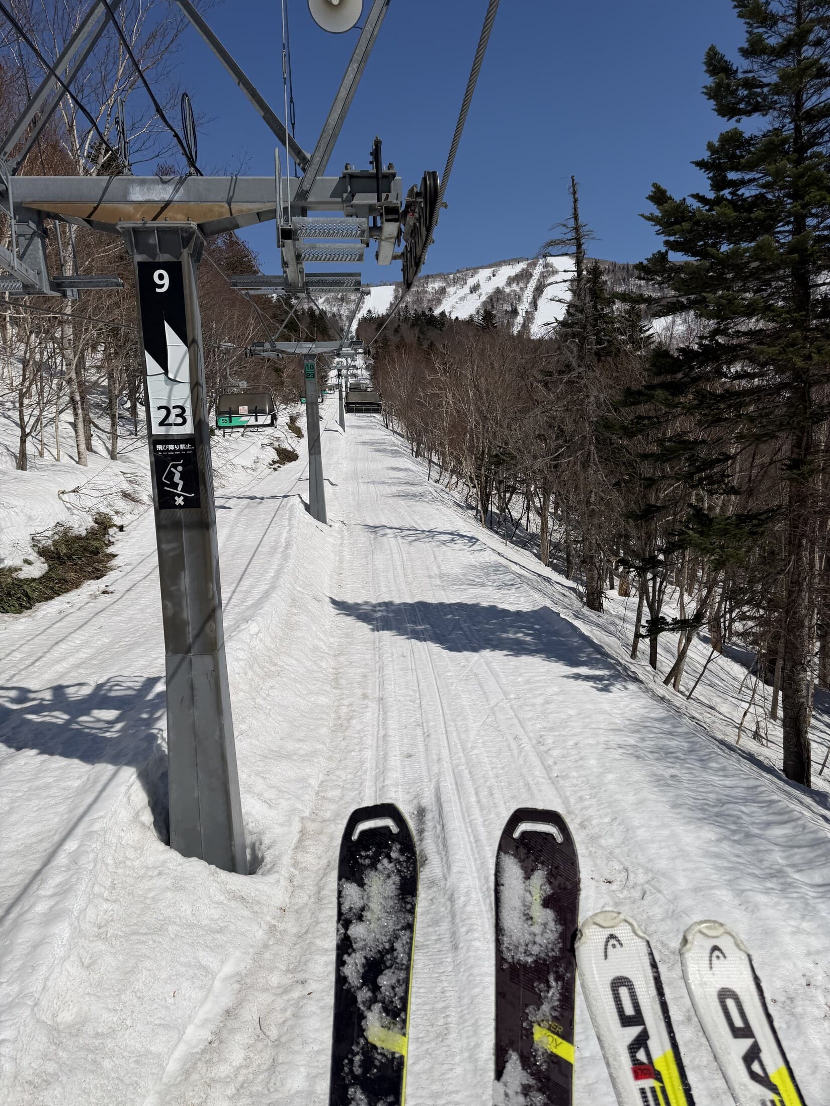 View from a chairlift over the ski area