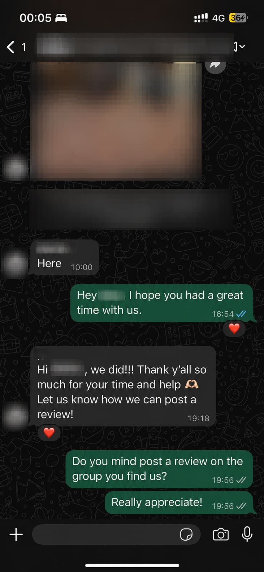 Privacy-edited guest message screenshot 3